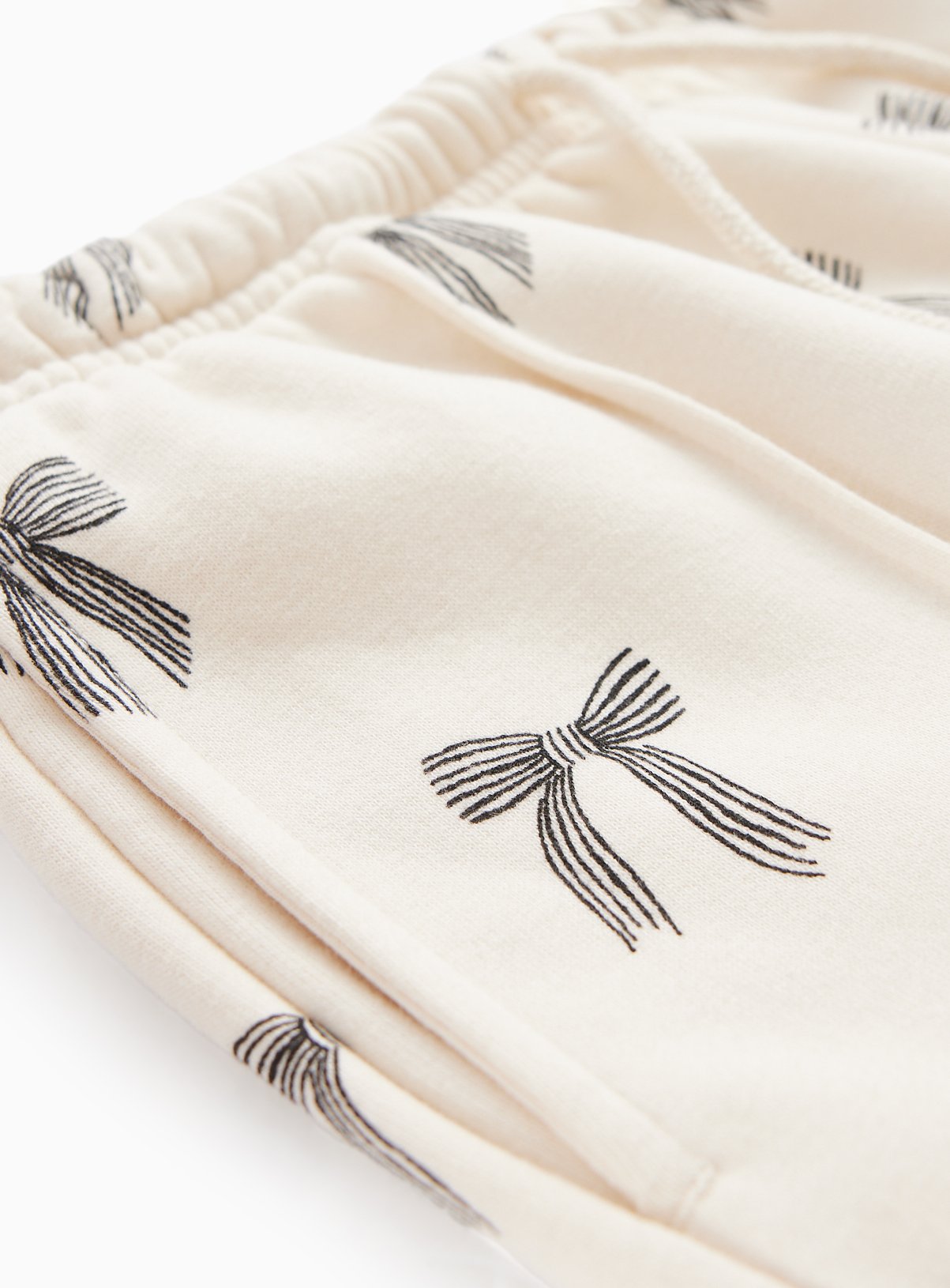 Cream Bow Print Wide Leg Joggers 7 years - Image 2 thumbnail