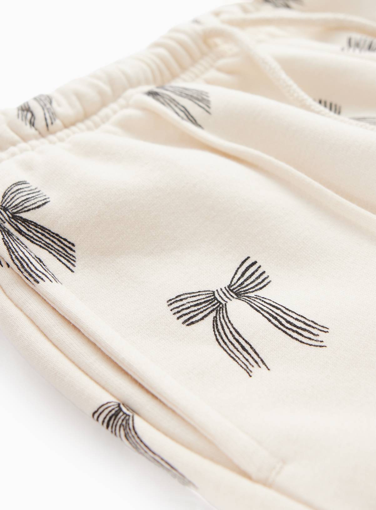 Cream Bow Print Wide Leg Joggers 7 years - Image 2