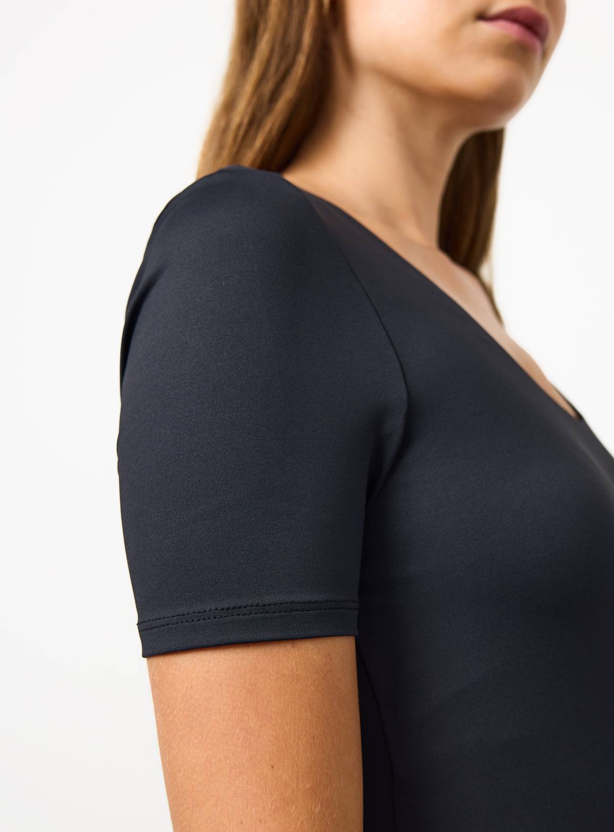 Black Polyamide Slim Fit Scoop Neck T-Shirt 22 - Image 3