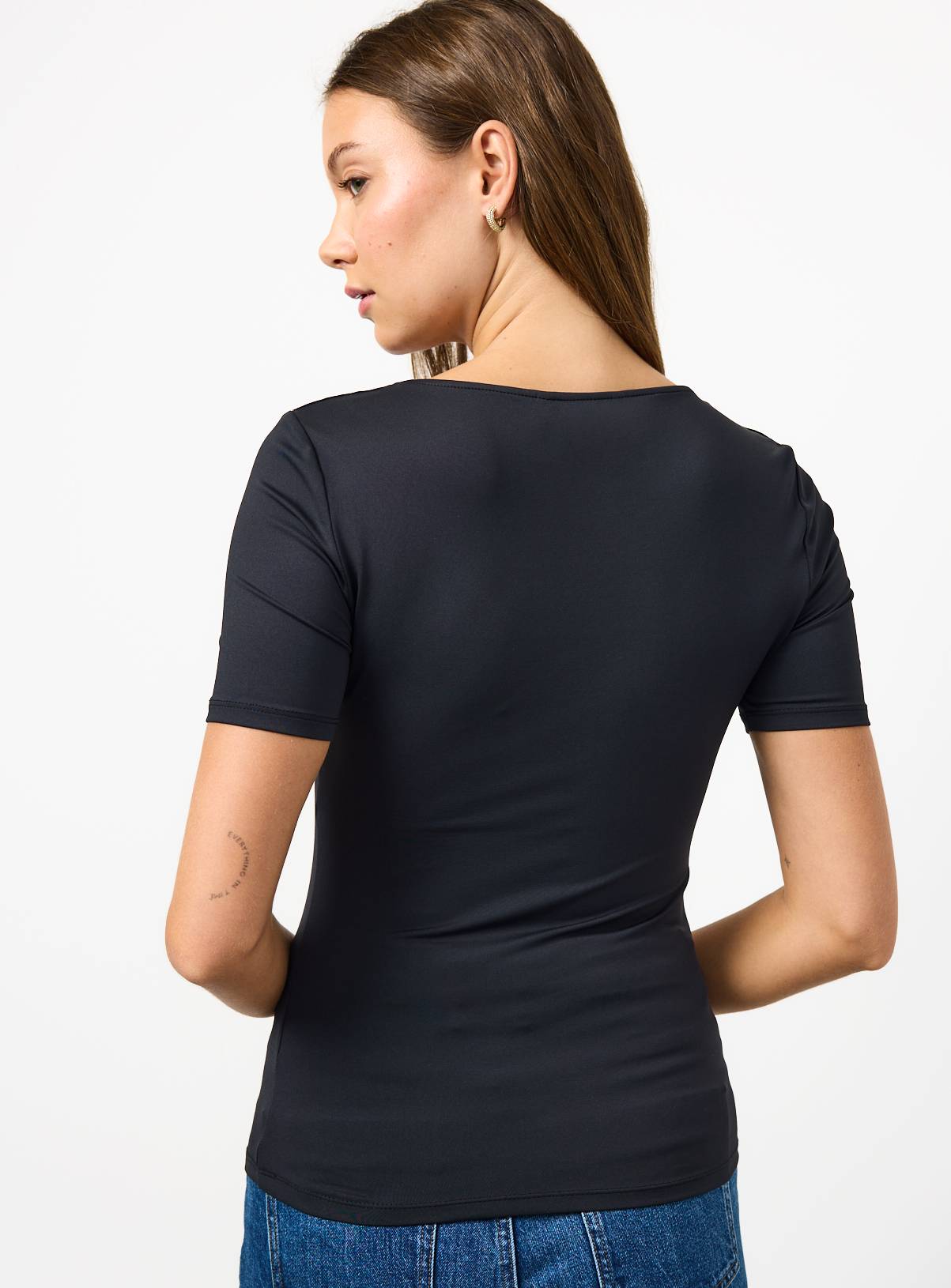 Black Polyamide Slim Fit Scoop Neck T-Shirt 22 - Image 4