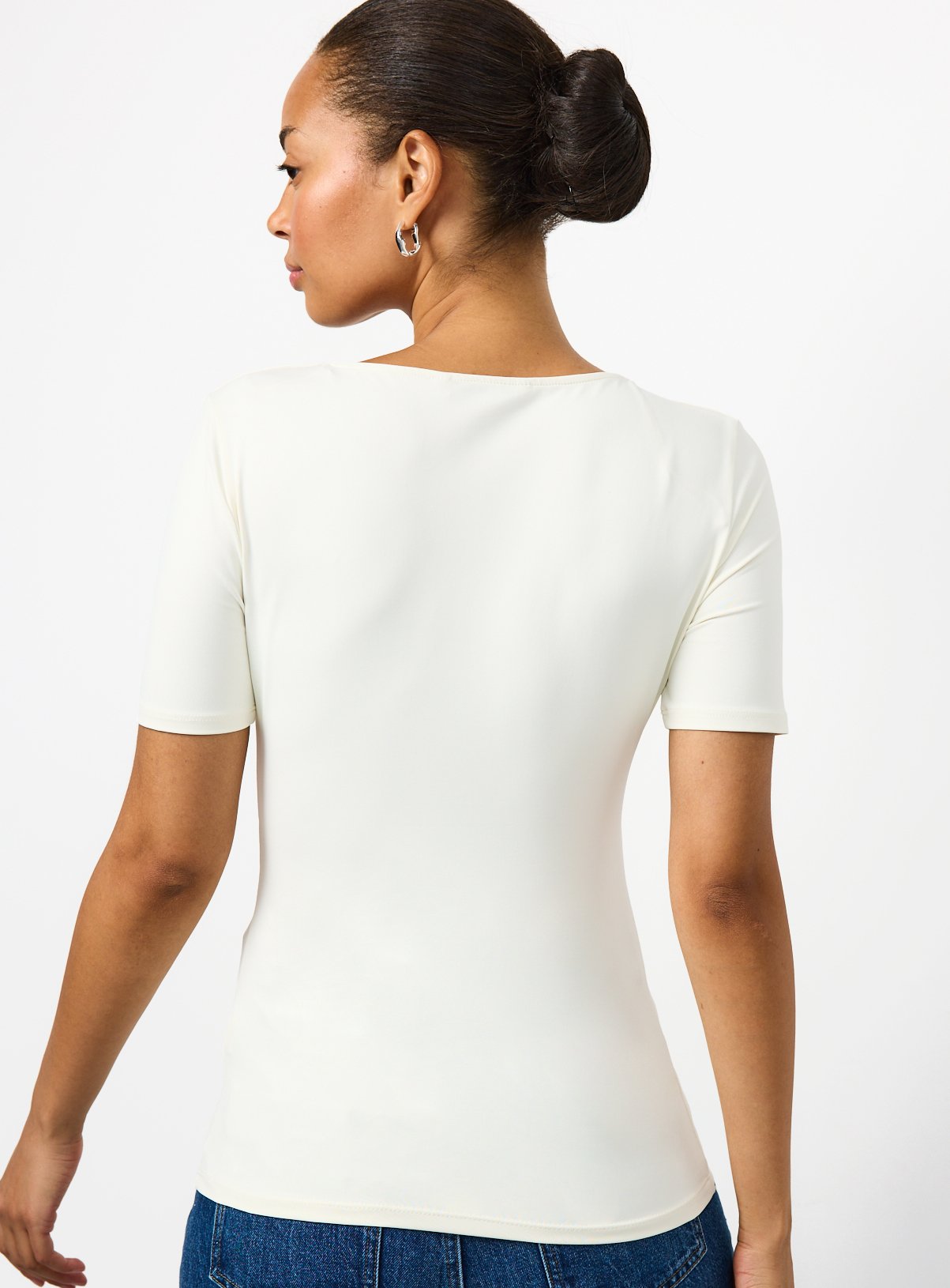 White Polyamide Slim Fit Scoop Neck T-Shirt 24 - Image 4 thumbnail