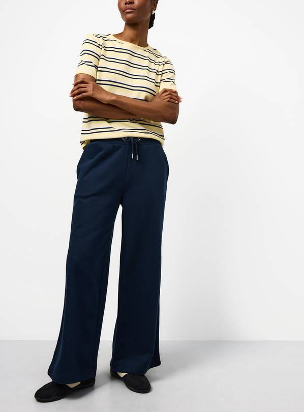 Navy Wide Leg Joggers L
