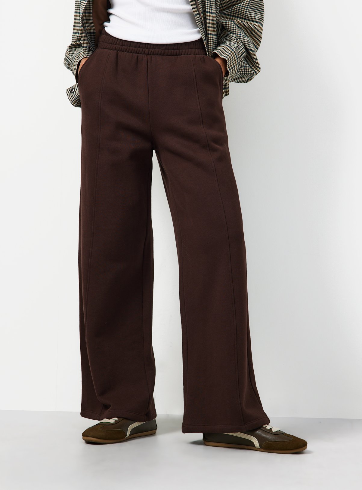 Brown Pure Cotton Wide Leg Joggers L - Image 1 thumbnail