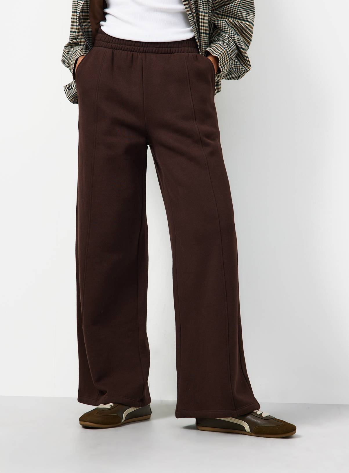 Brown Pure Cotton Wide Leg Joggers L - Image 1