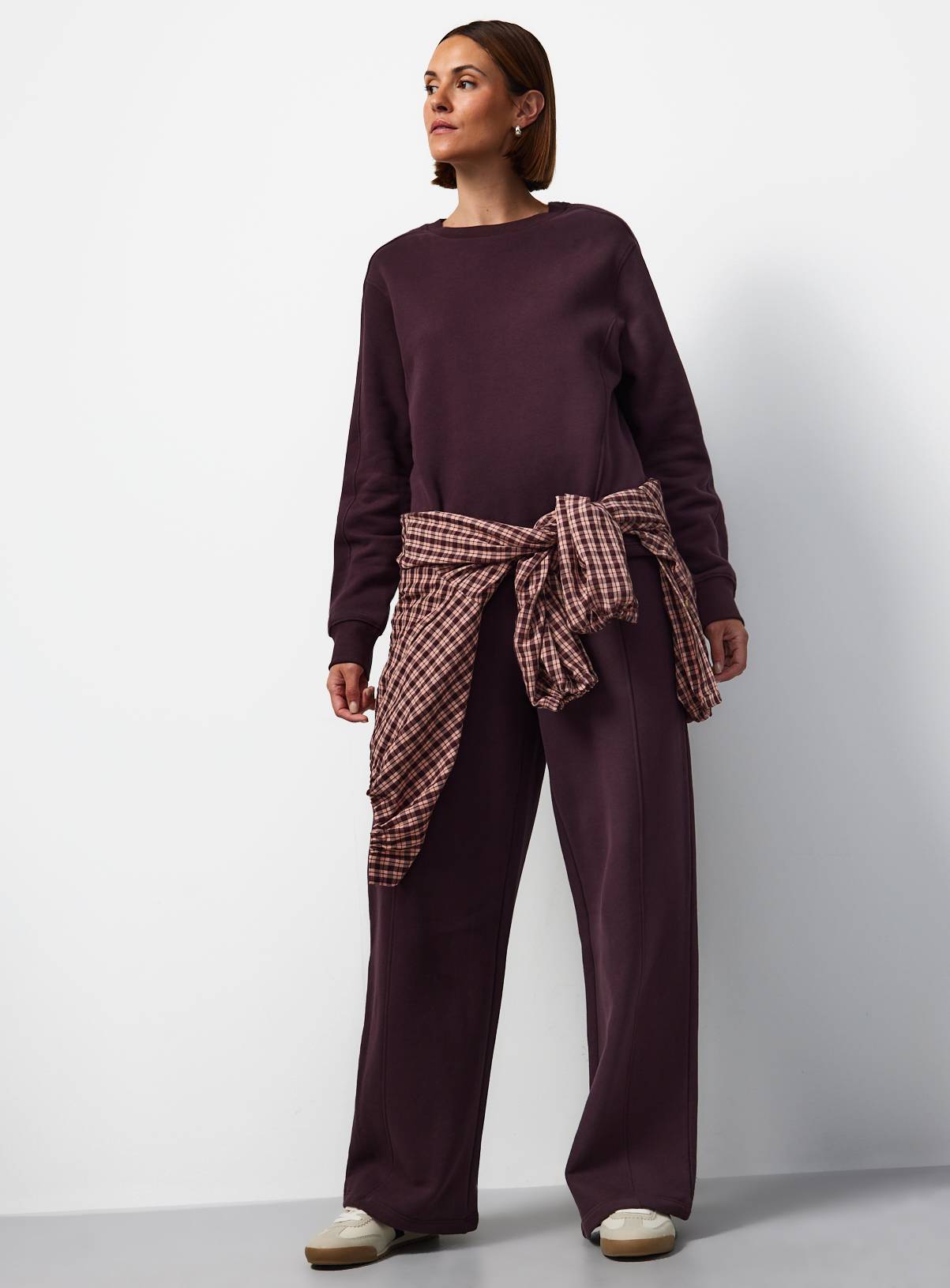 Plum Pure Cotton Wide Leg Joggers XXL - Image 2