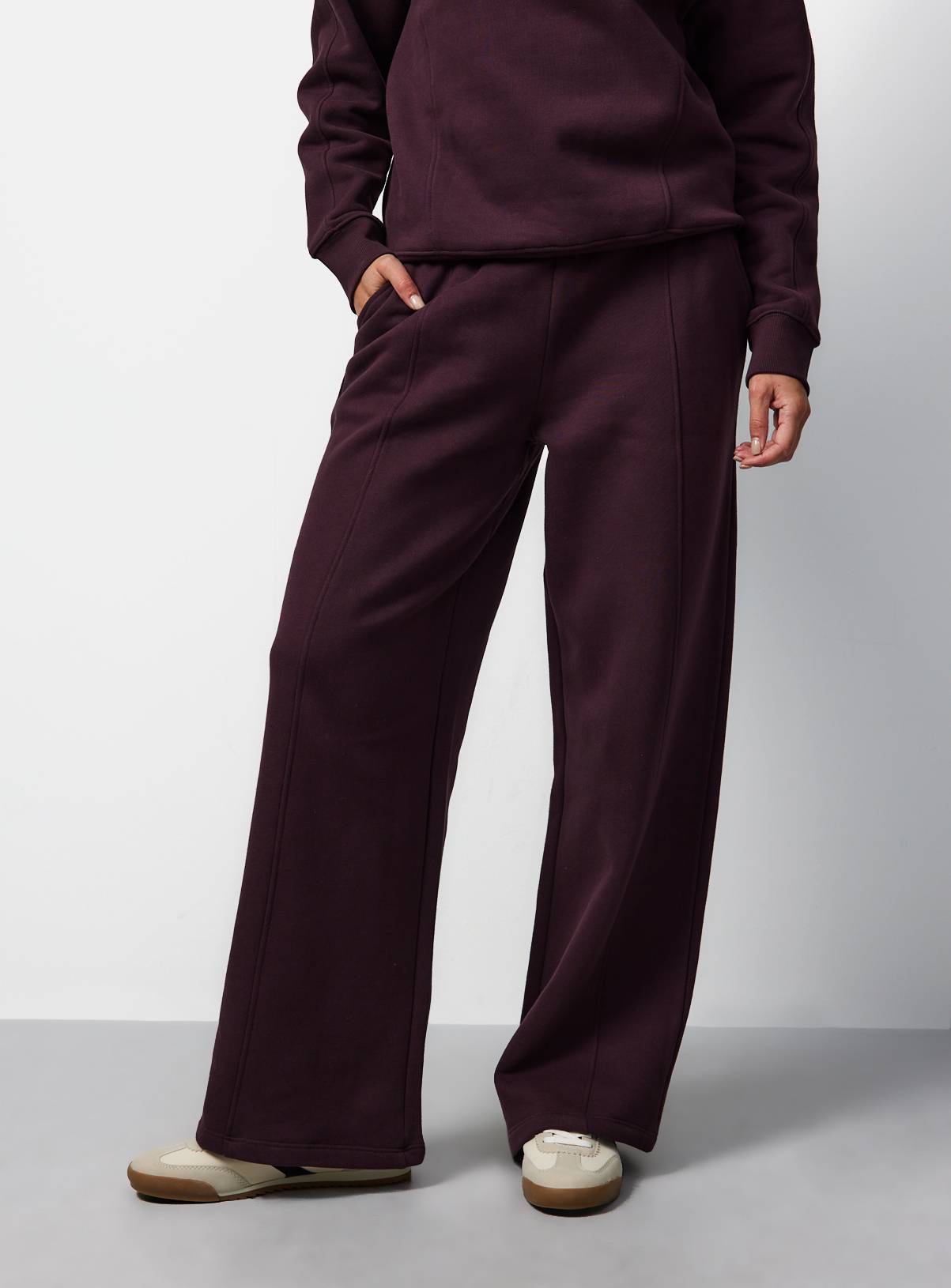 Plum Pure Cotton Wide Leg Joggers XL - Image 1