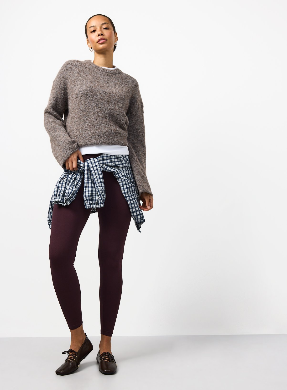 Plum Modal Leggings XS - Image 2 thumbnail