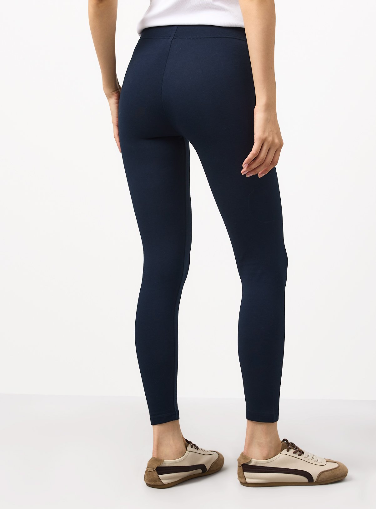 Navy Cotton Rich Full Length Core Leggings 2 Pack  L - Image 5 thumbnail