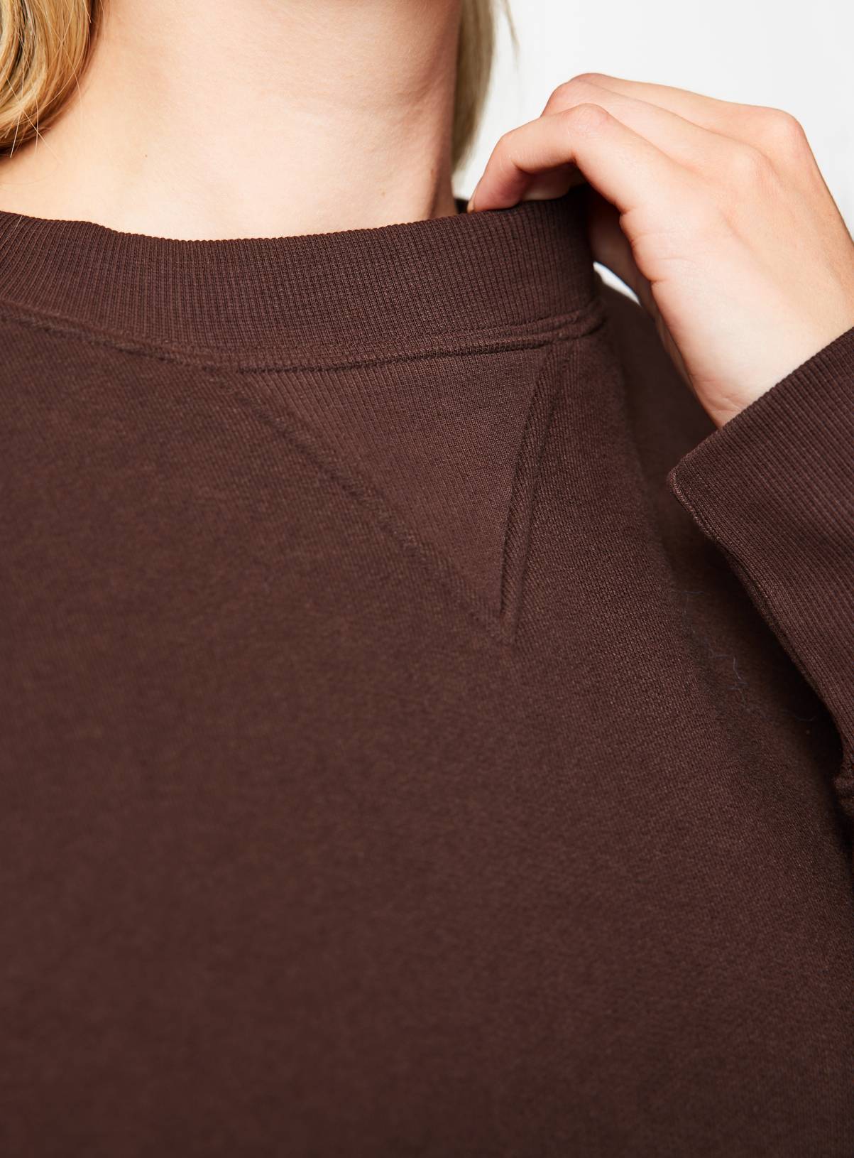Brown Pure Cotton Longline Crew Neck Sweatshirt M - Image 3