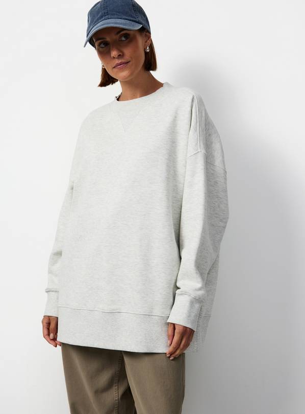 Grey Longline Crew Neck Sweatshirt M