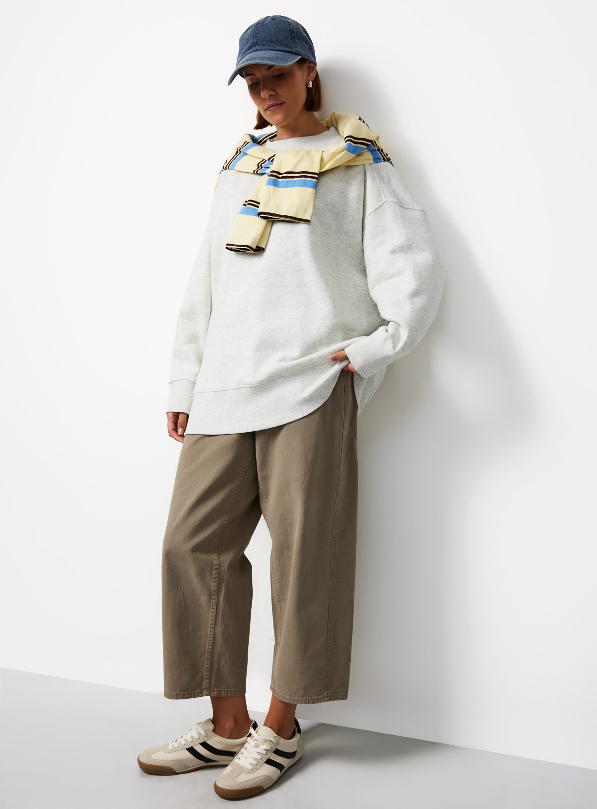 Grey Pure Cotton Longline Crew Neck Sweatshirt M - Image 2 thumbnail