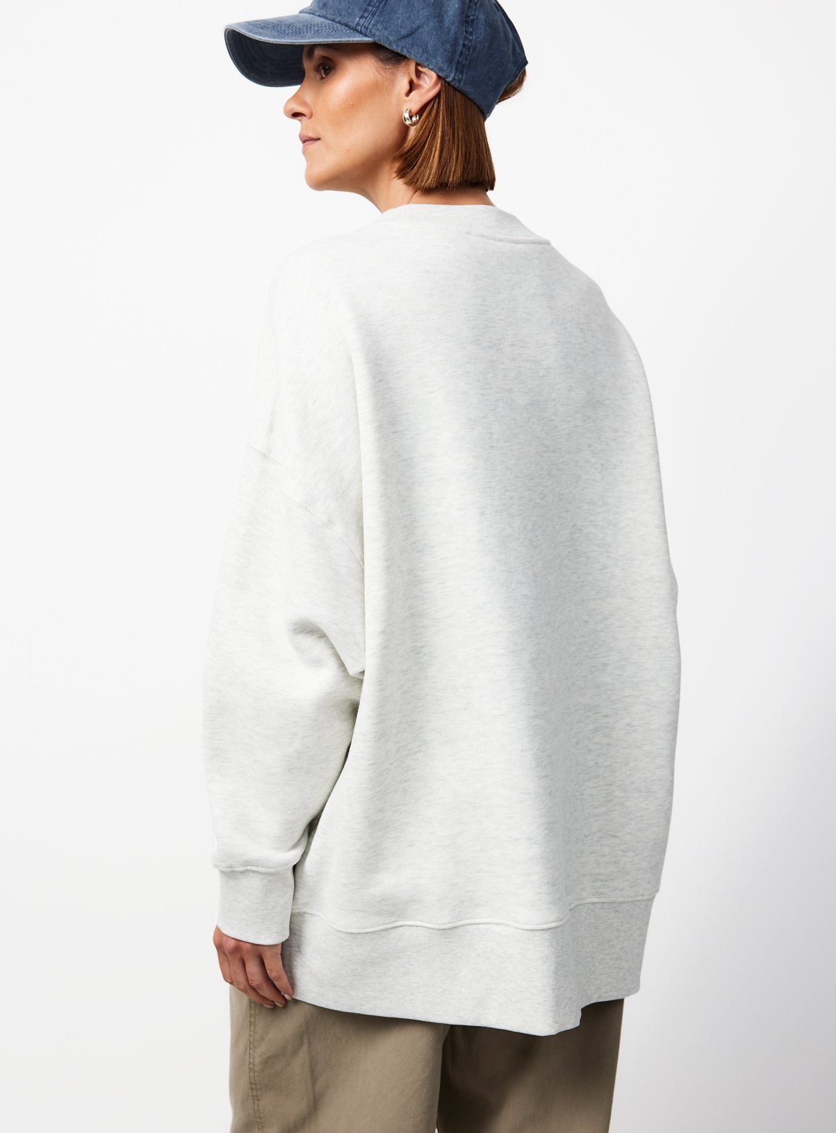 Grey Pure Cotton Longline Crew Neck Sweatshirt M - Image 4 thumbnail