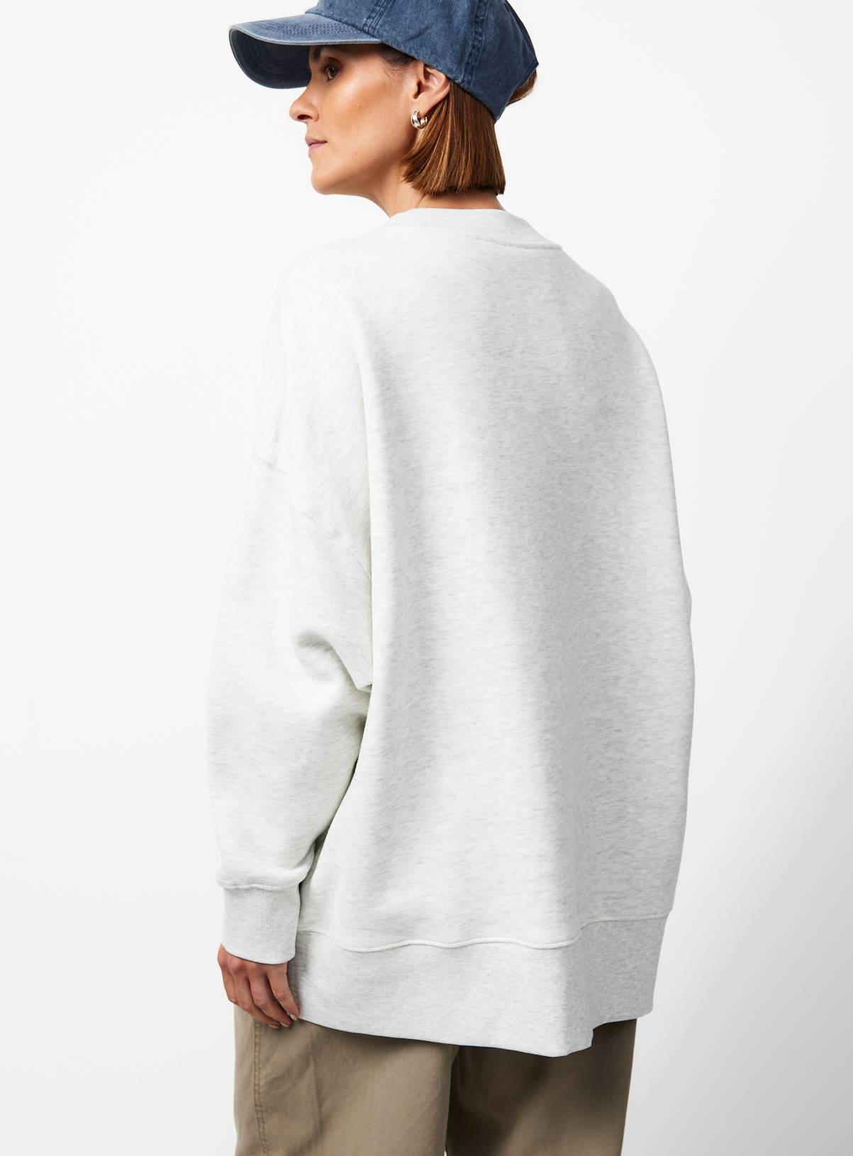 Grey Pure Cotton Longline Crew Neck Sweatshirt M - Image 4