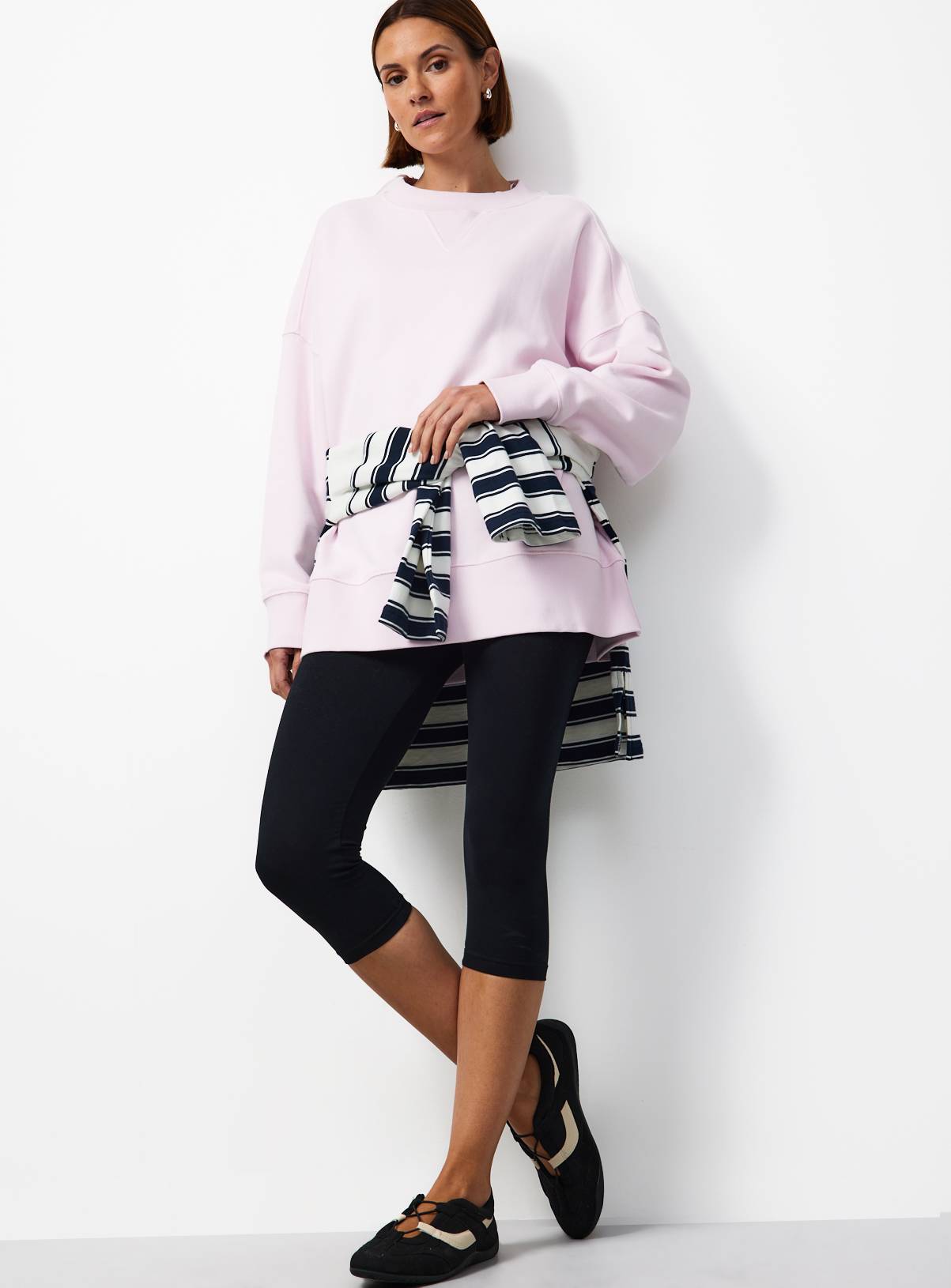 Pink Pure Cotton Longline Crew Neck Sweatshirt XS - Image 1