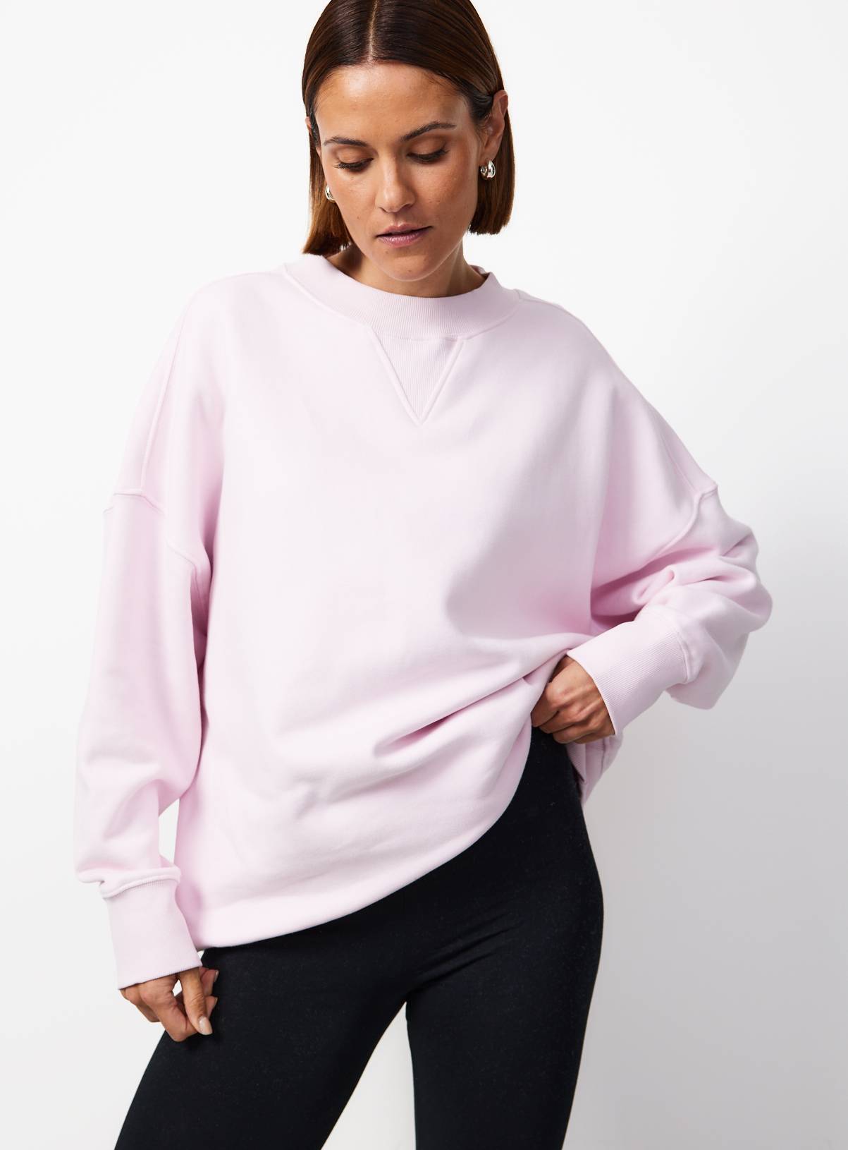 Pink Pure Cotton Longline Crew Neck Sweatshirt XS - Image 2