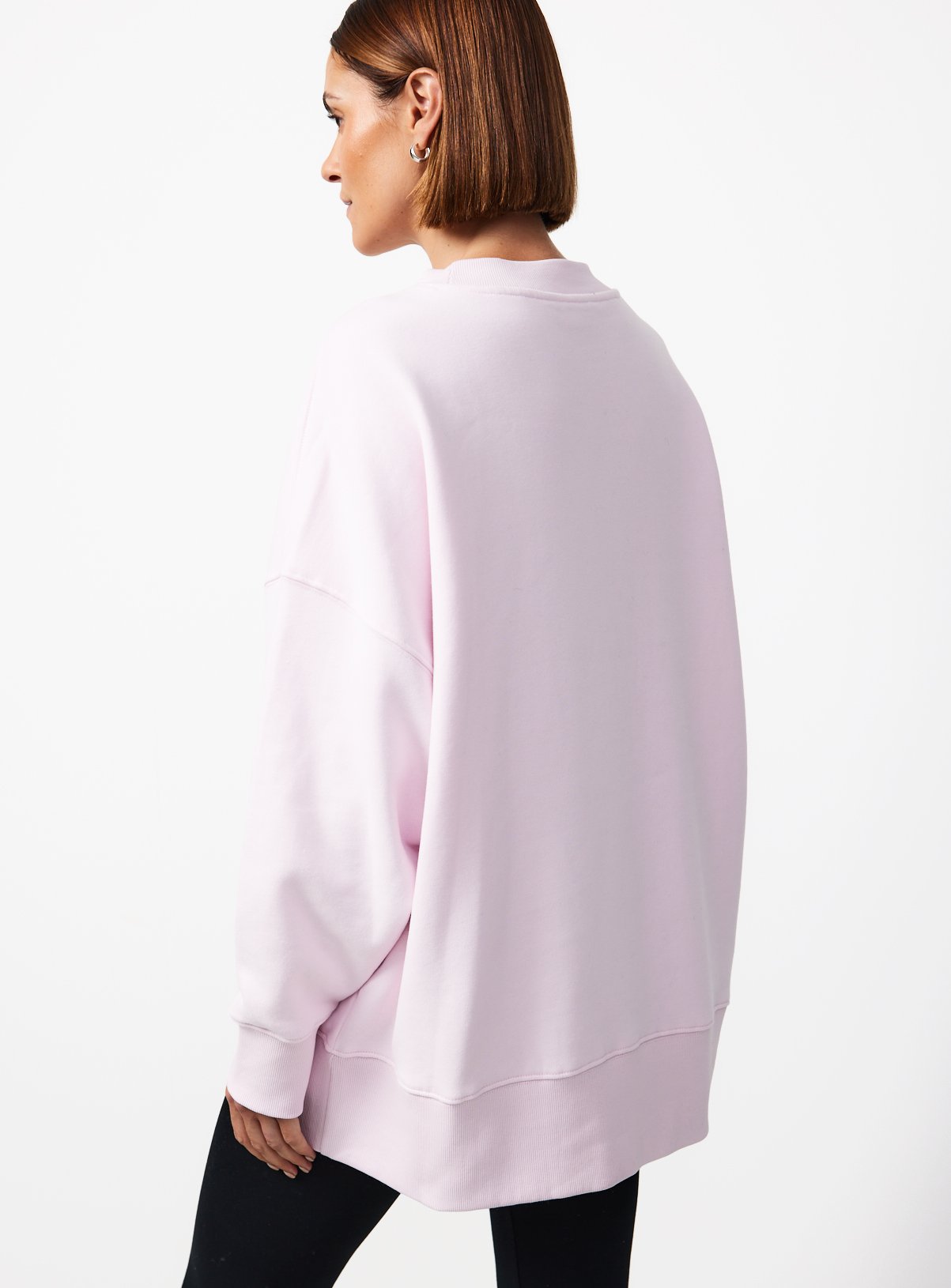 Pink Pure Cotton Longline Crew Neck Sweatshirt XS - Image 4 thumbnail