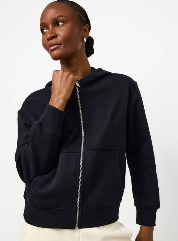 Black Core Zip Through Hoodie L