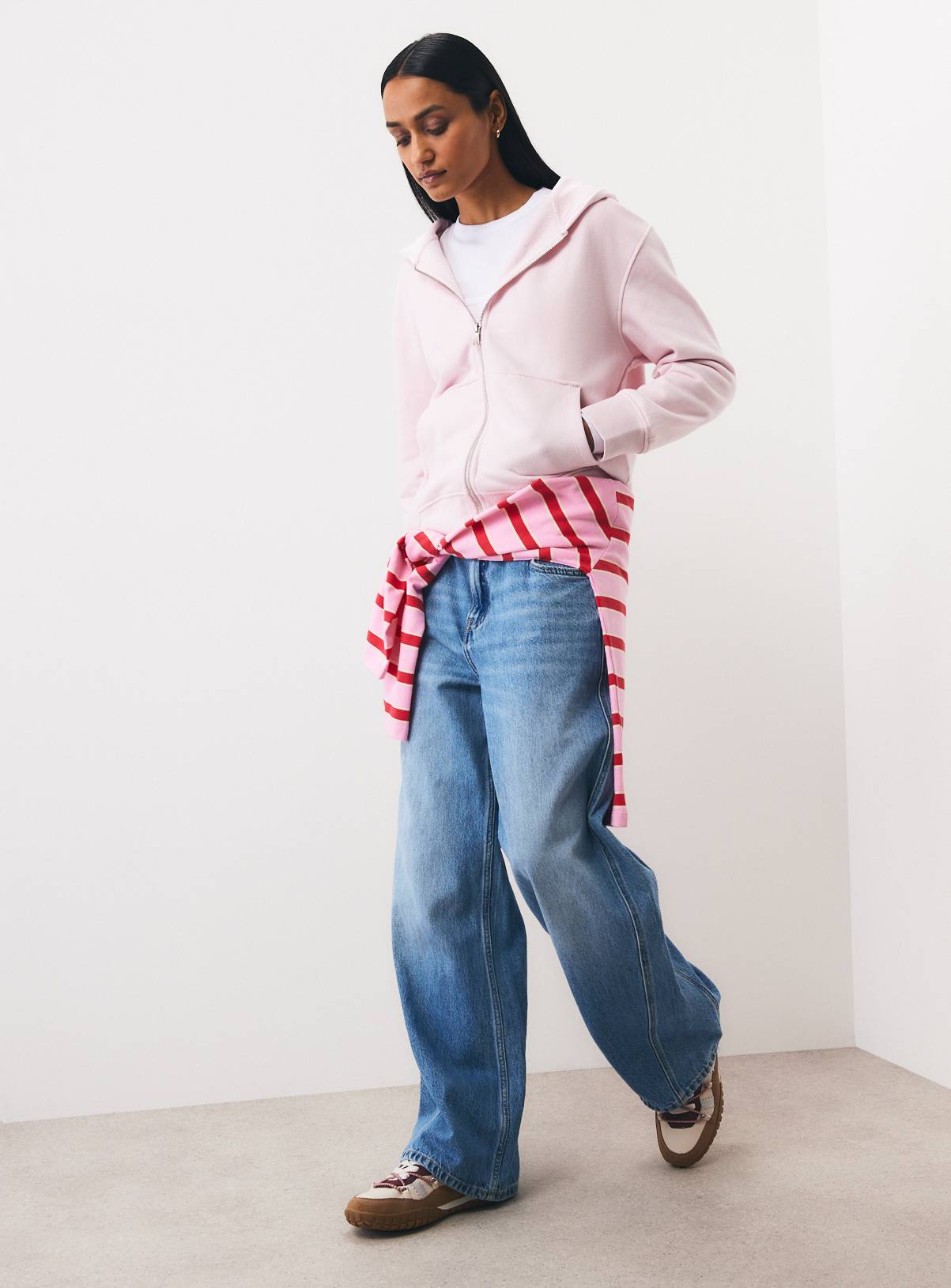 Pink Core Zip Through Hoodie M - Image 2