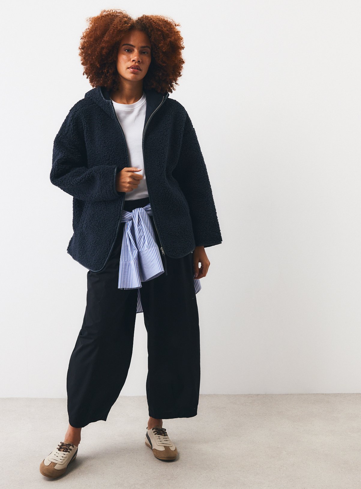 Navy Borg Hooded Full Zip Jacket XL - Image 2 thumbnail