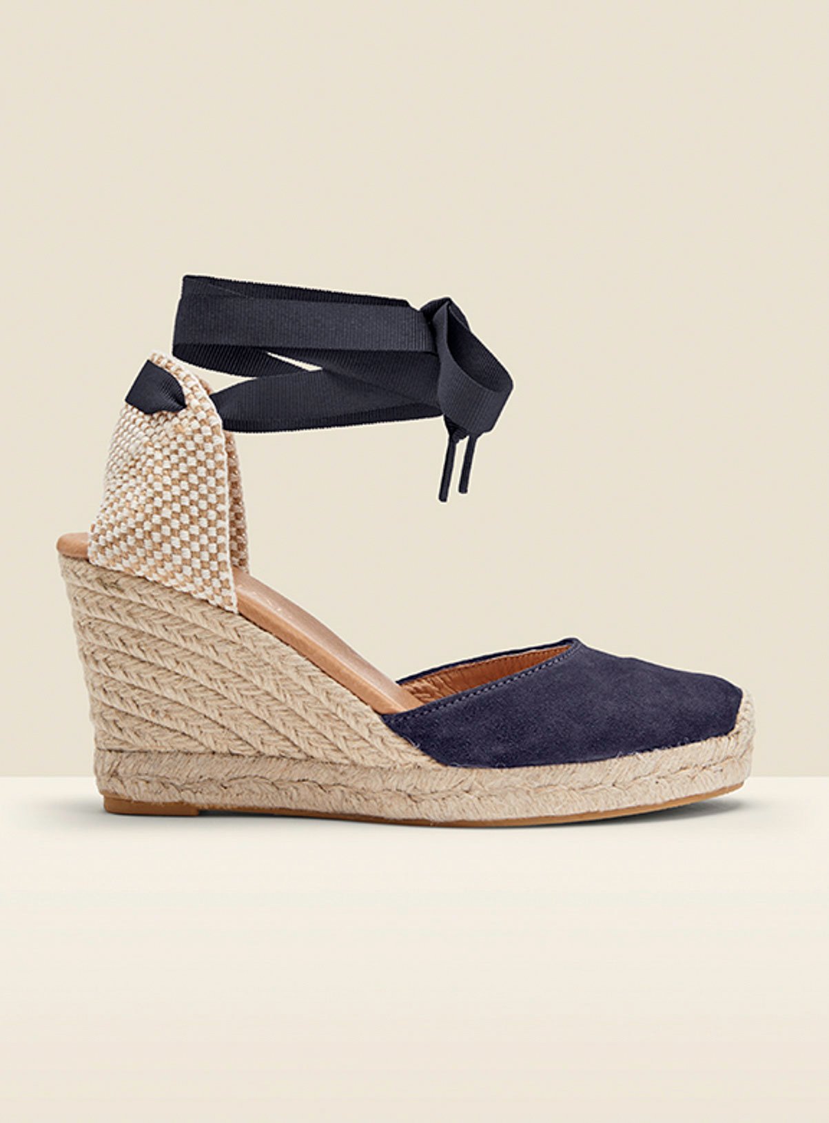 SOSANDAR Perla Navy Blue Suede Valenciana Wedge Espadrille 3 - Image 2 thumbnail