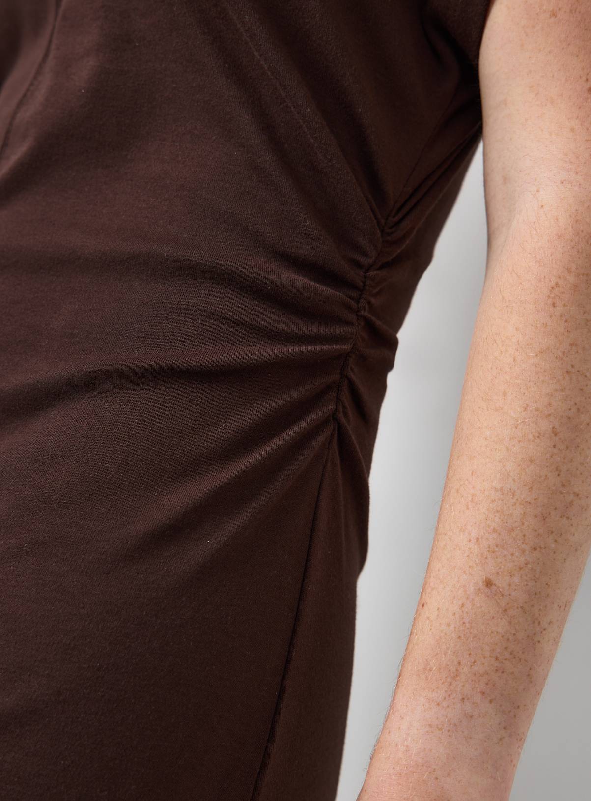 Brown Jersey Fabric Cinched Column Dress 8 - Image 3