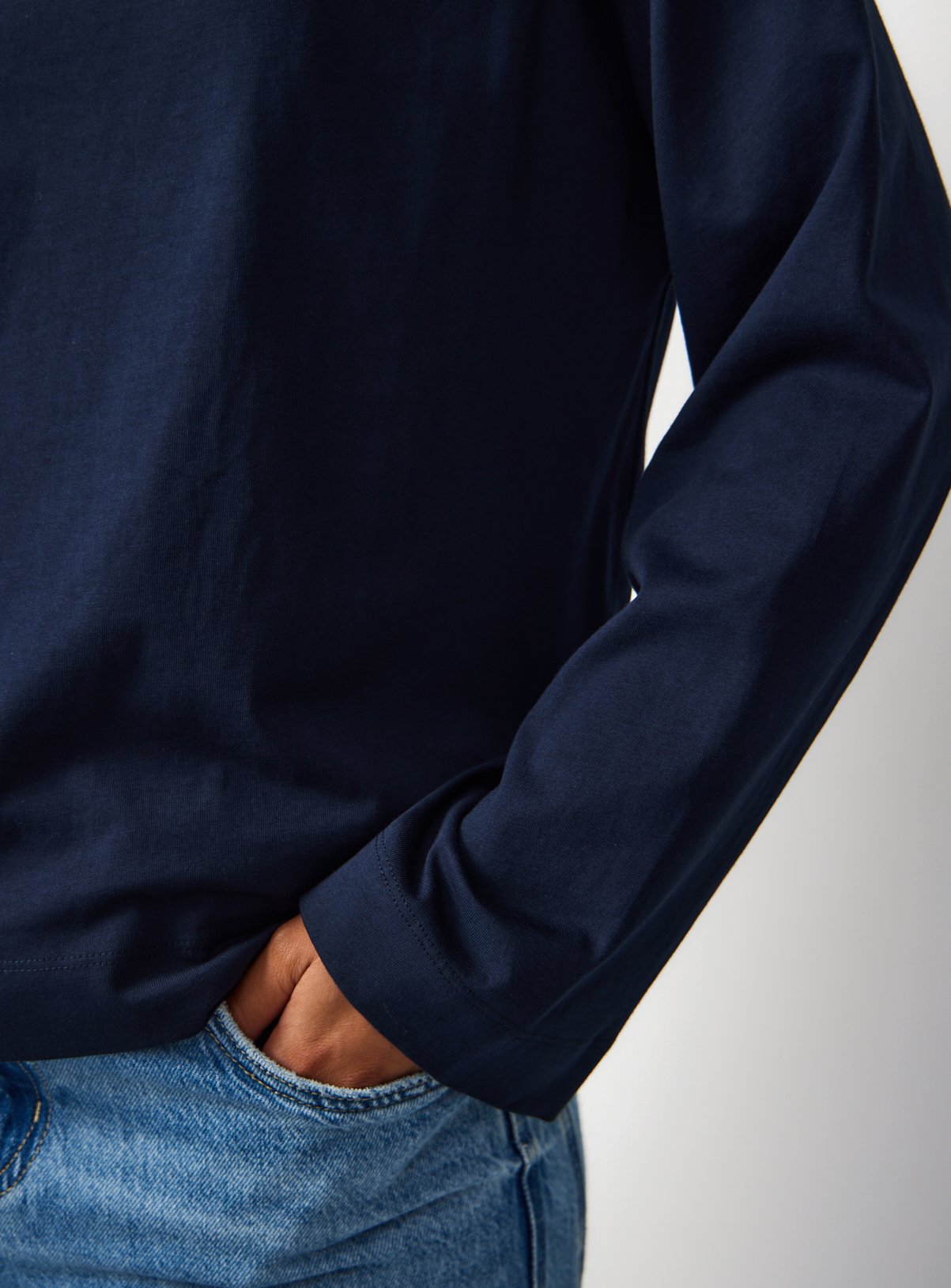 Navy Boat Neckline Long Sleeve Top XXL - Image 3 thumbnail