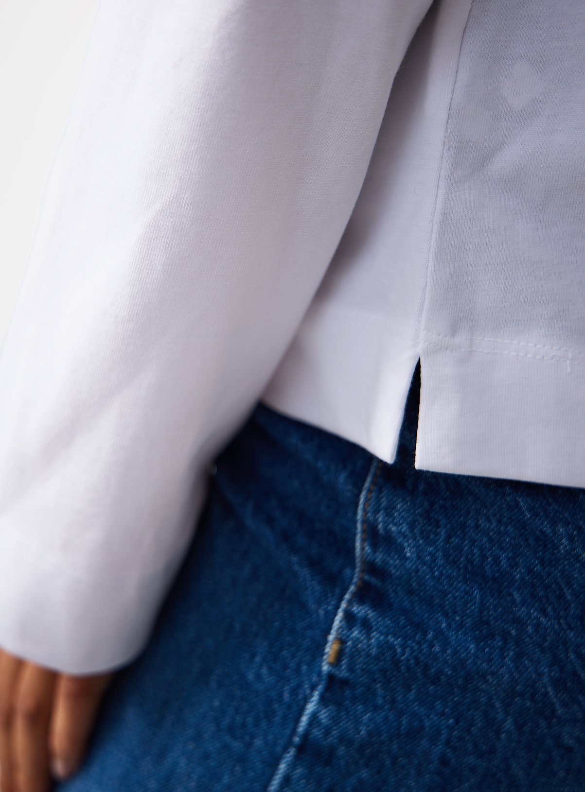 White Boat Neckline Long Sleeve Top S - Image 3 thumbnail