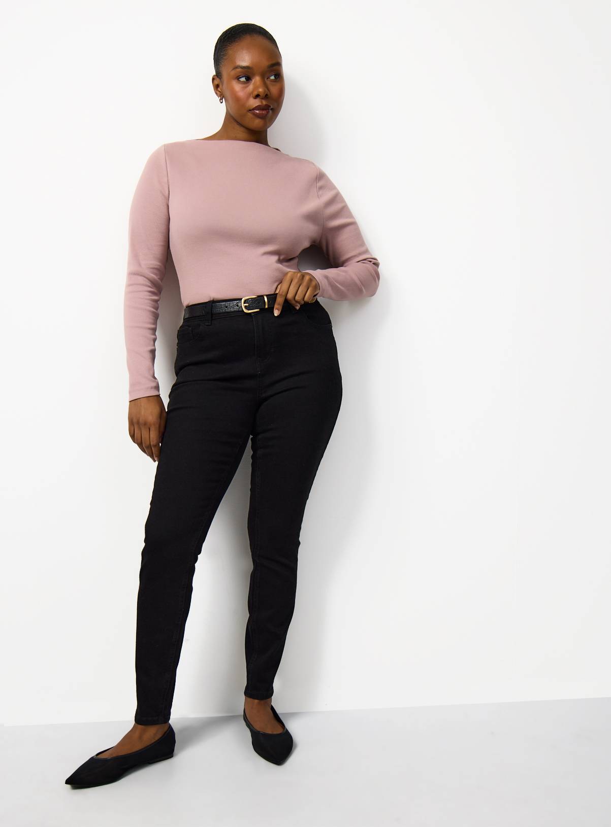 Pink Brushed Ribbed Long Sleeve Slash Neckline Top 26 - Image 2