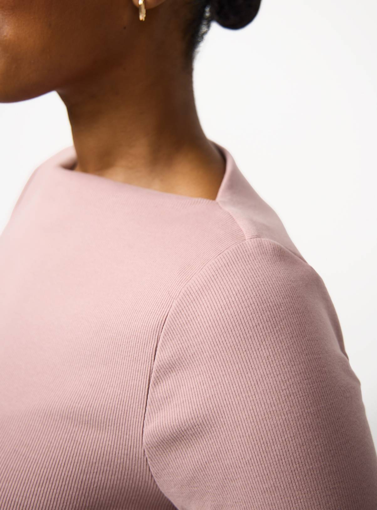 Pink Brushed Ribbed Long Sleeve Slash Neckline Top 26 - Image 3
