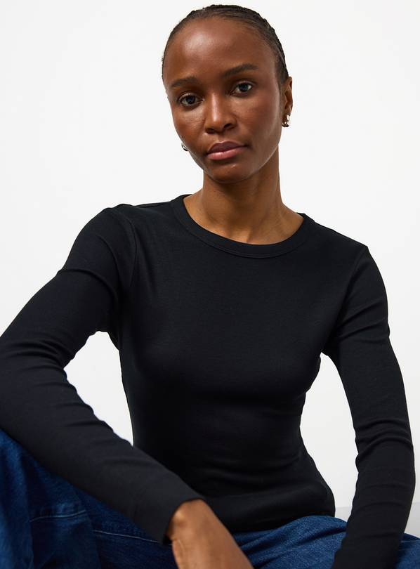 Black Modal Ribbed Long Sleeve Top 26