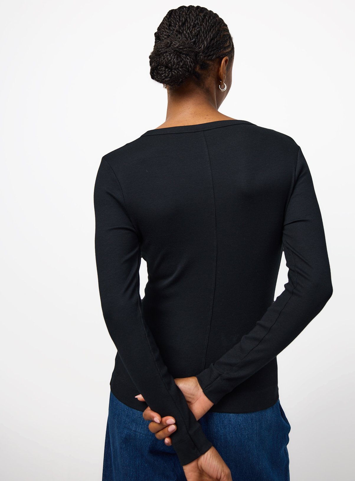 Black Modal Ribbed Long Sleeve Top 20 - Image 4 thumbnail