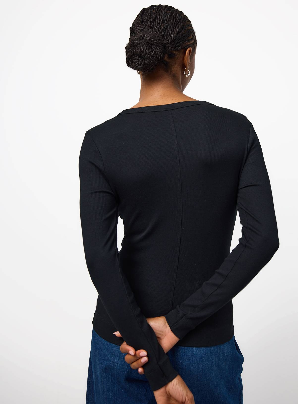 Black Modal Ribbed Long Sleeve Top 20 - Image 4