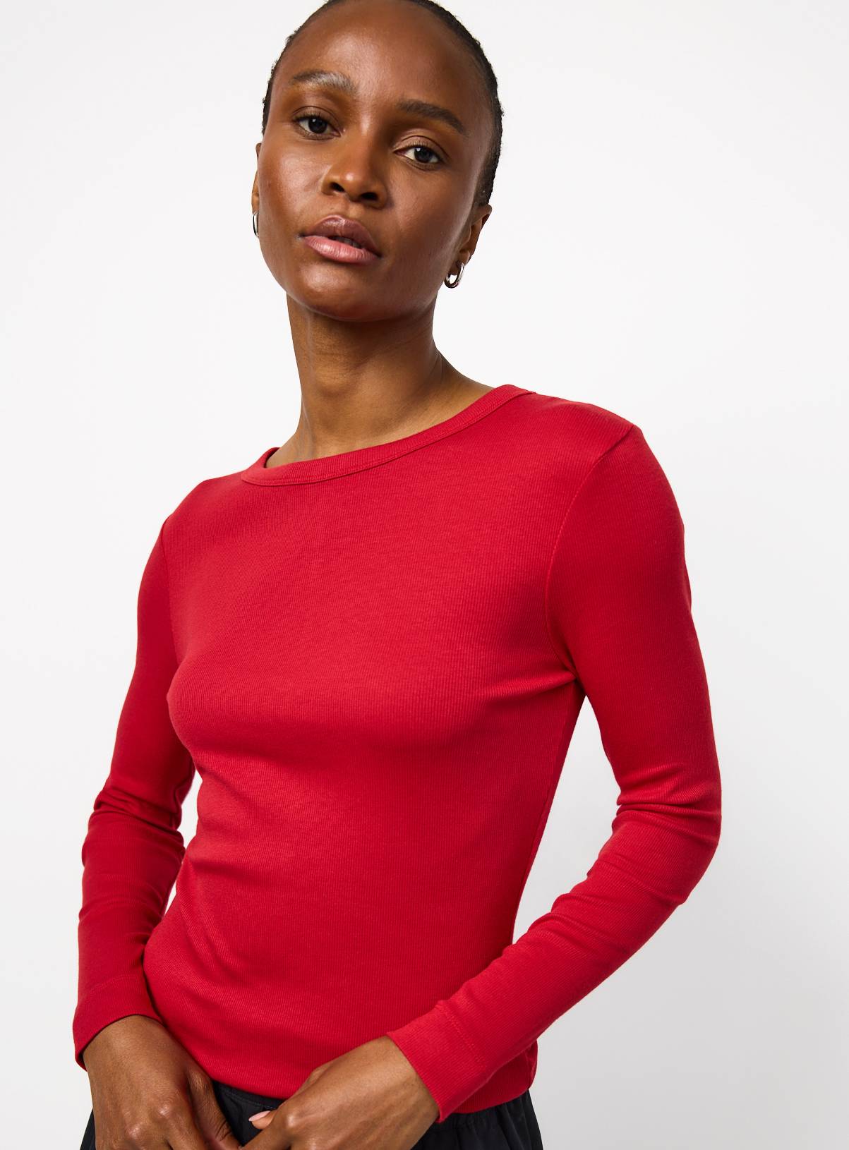Red Modal Ribbed Long Sleeve Top 6 - Image 1