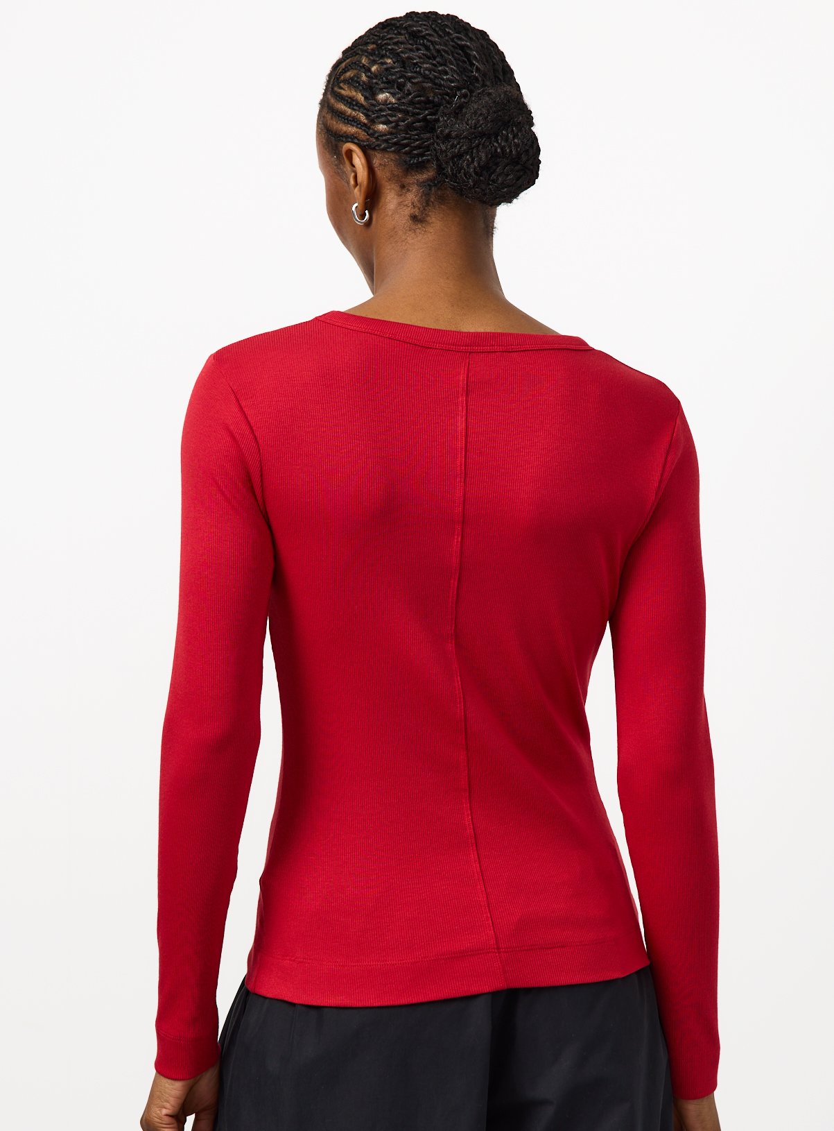 Red Modal Ribbed Long Sleeve Top 6 - Image 4 thumbnail