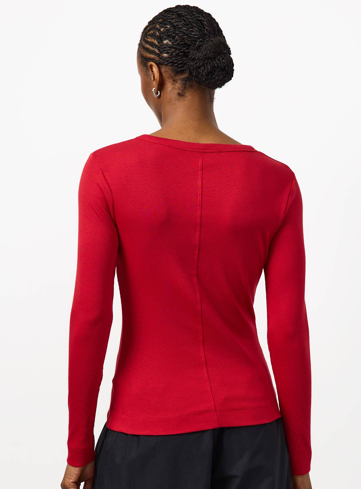Red Modal Ribbed Long Sleeve Top 6 - Image 4