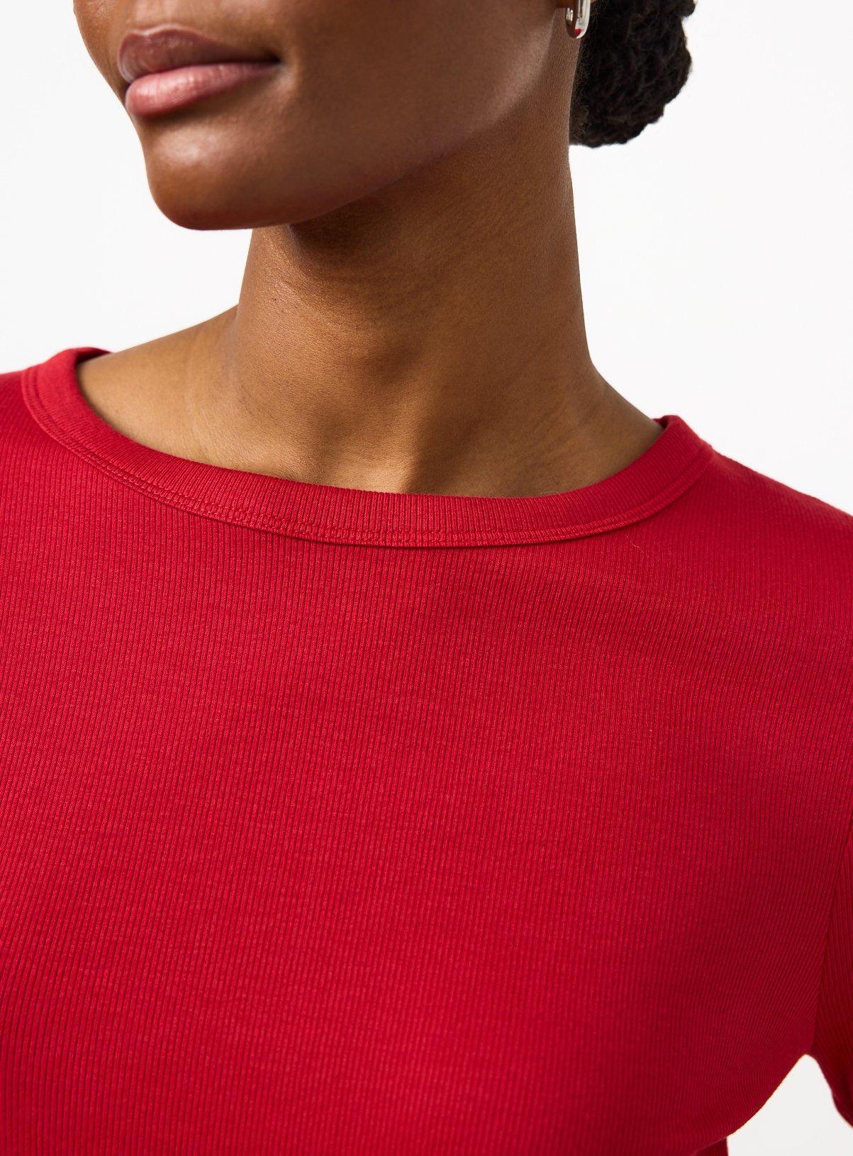 Red Modal Ribbed Long Sleeve Top 12 - Image 3 thumbnail