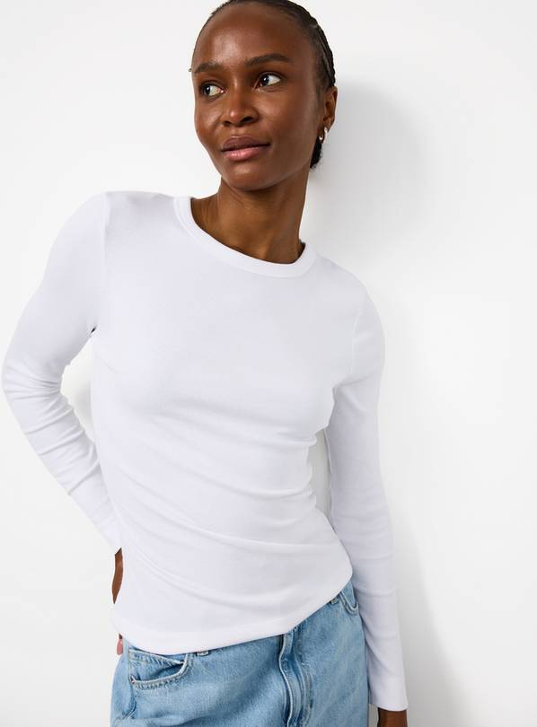 White Modal Ribbed Long Sleeve Top 12