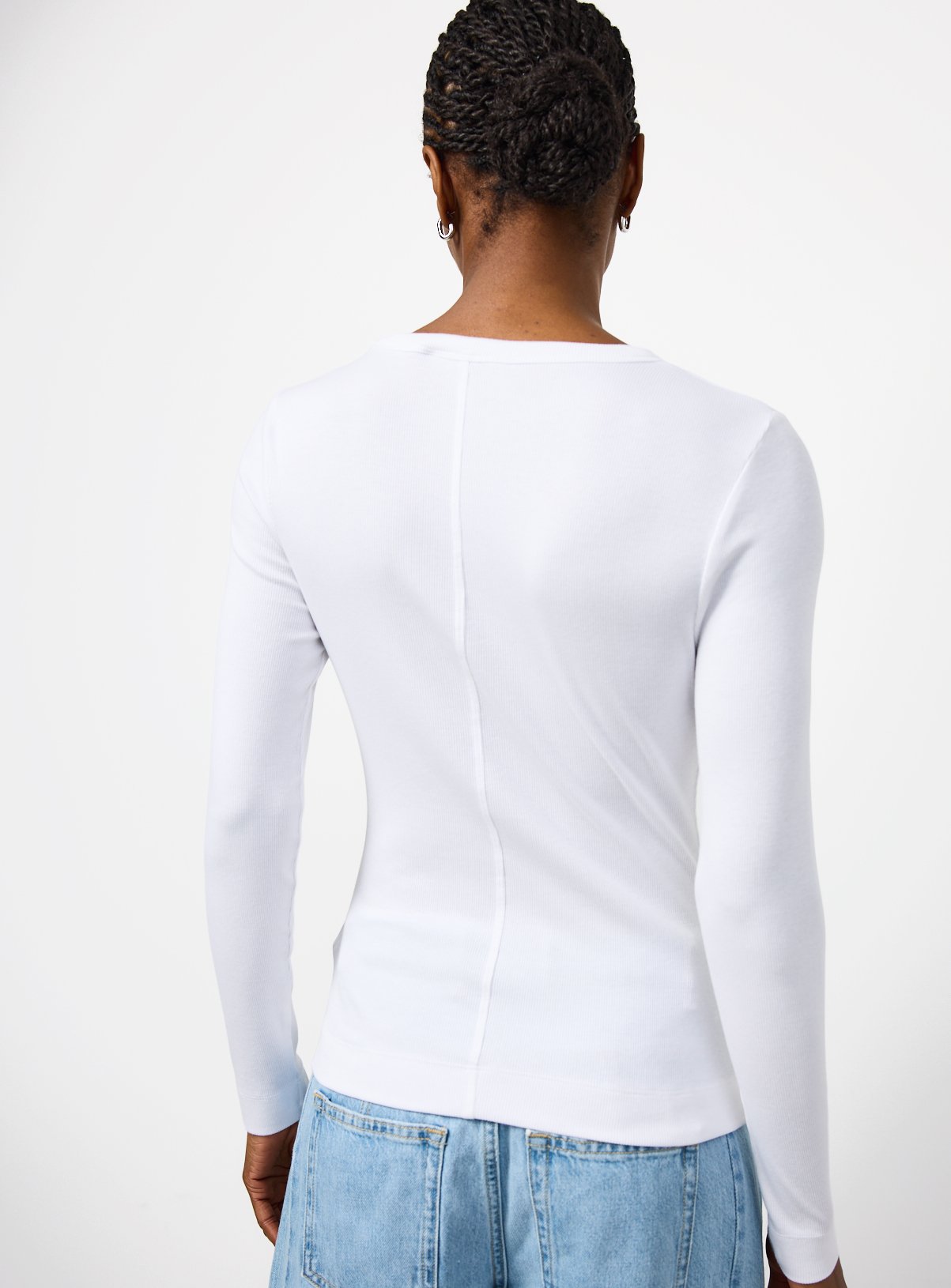 White Modal Ribbed Long Sleeve Top 14 - Image 4 thumbnail