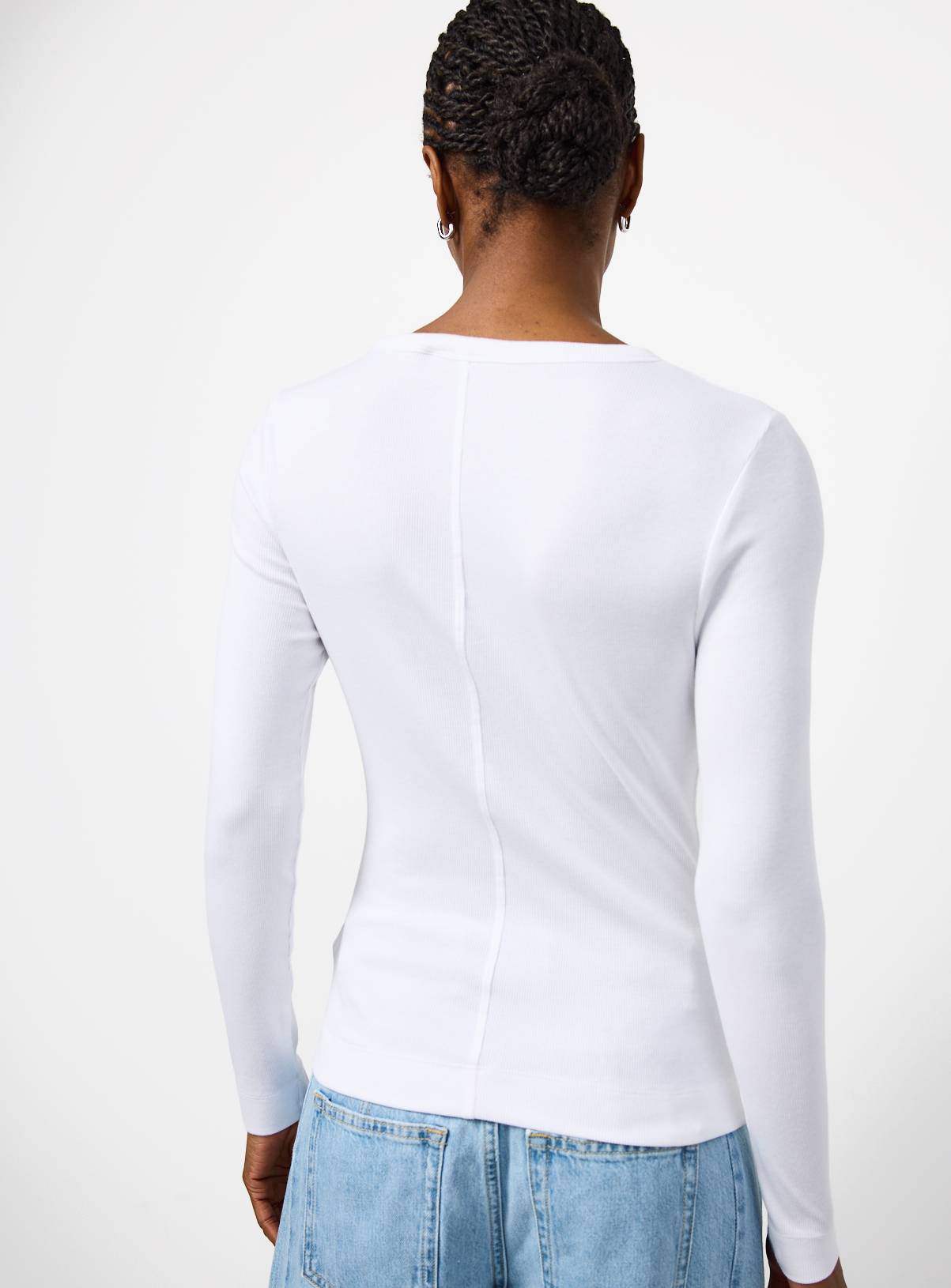 White Modal Ribbed Long Sleeve Top 14 - Image 4