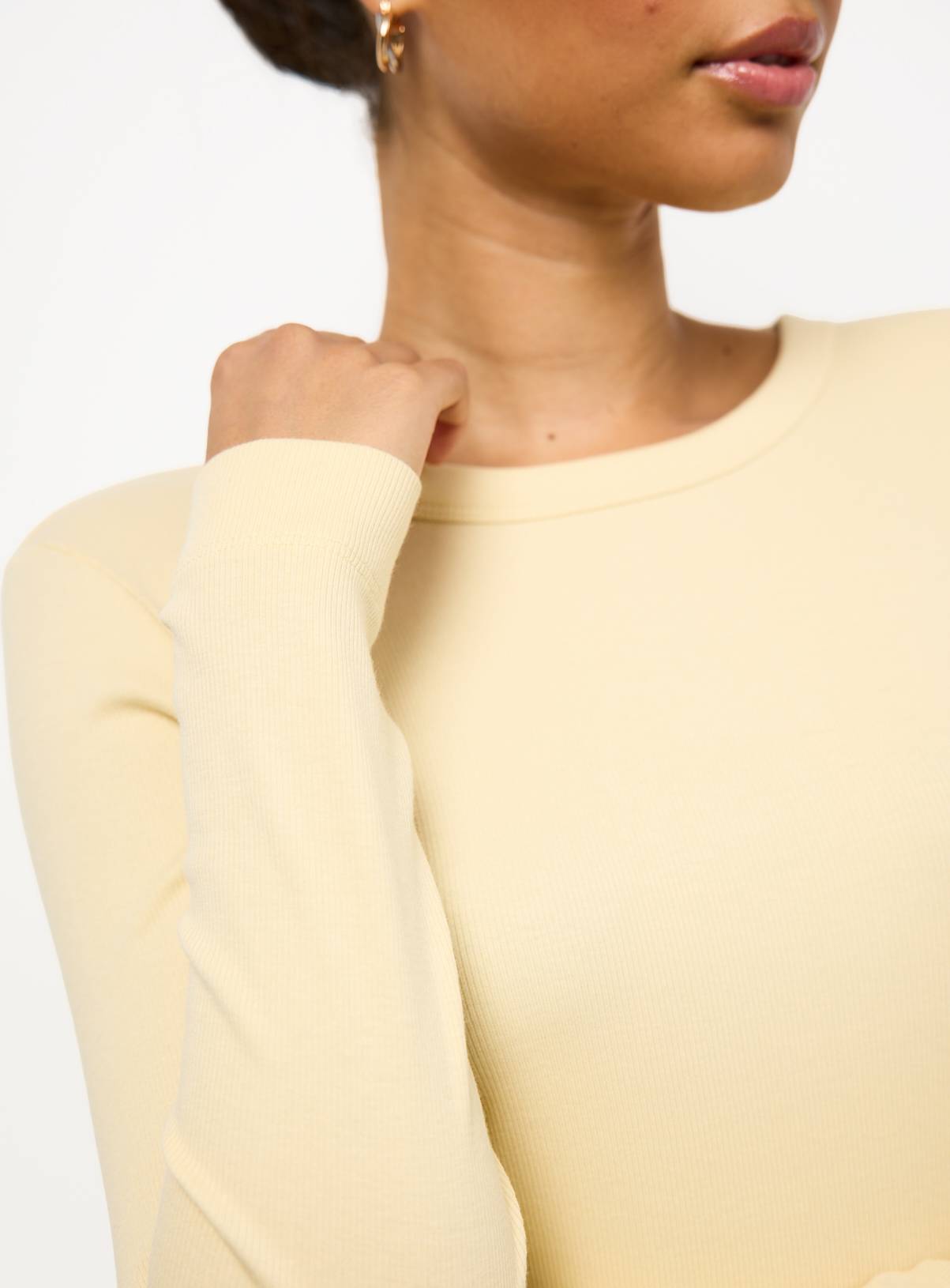 Yellow Modal Ribbed Long Sleeve Top 24 - Image 3