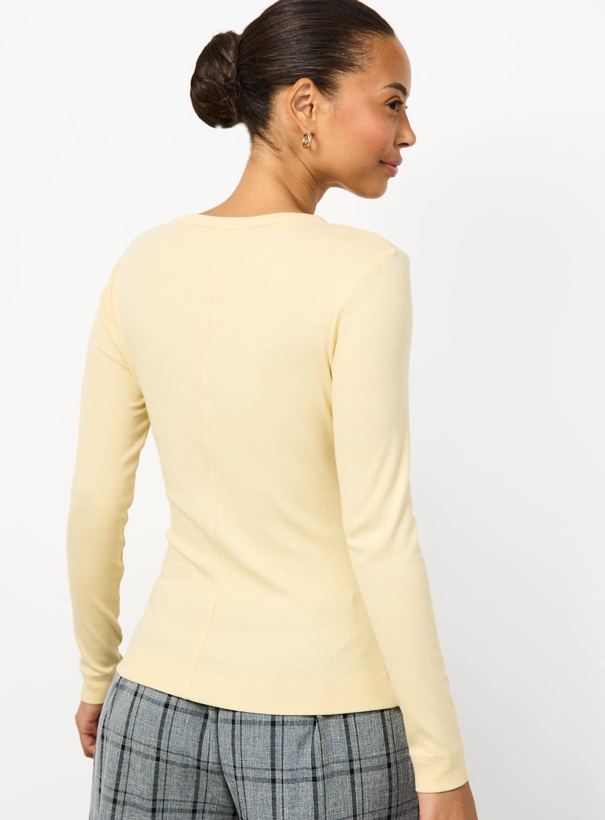 Yellow Modal Ribbed Long Sleeve Top 24 - Image 4