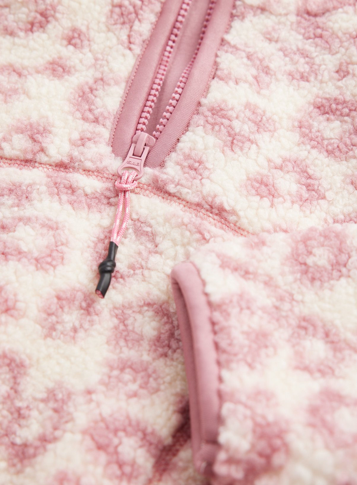 Cream & Pink Animal Print Borg Quarter-Zip Fleece 11 years - Image 2 thumbnail