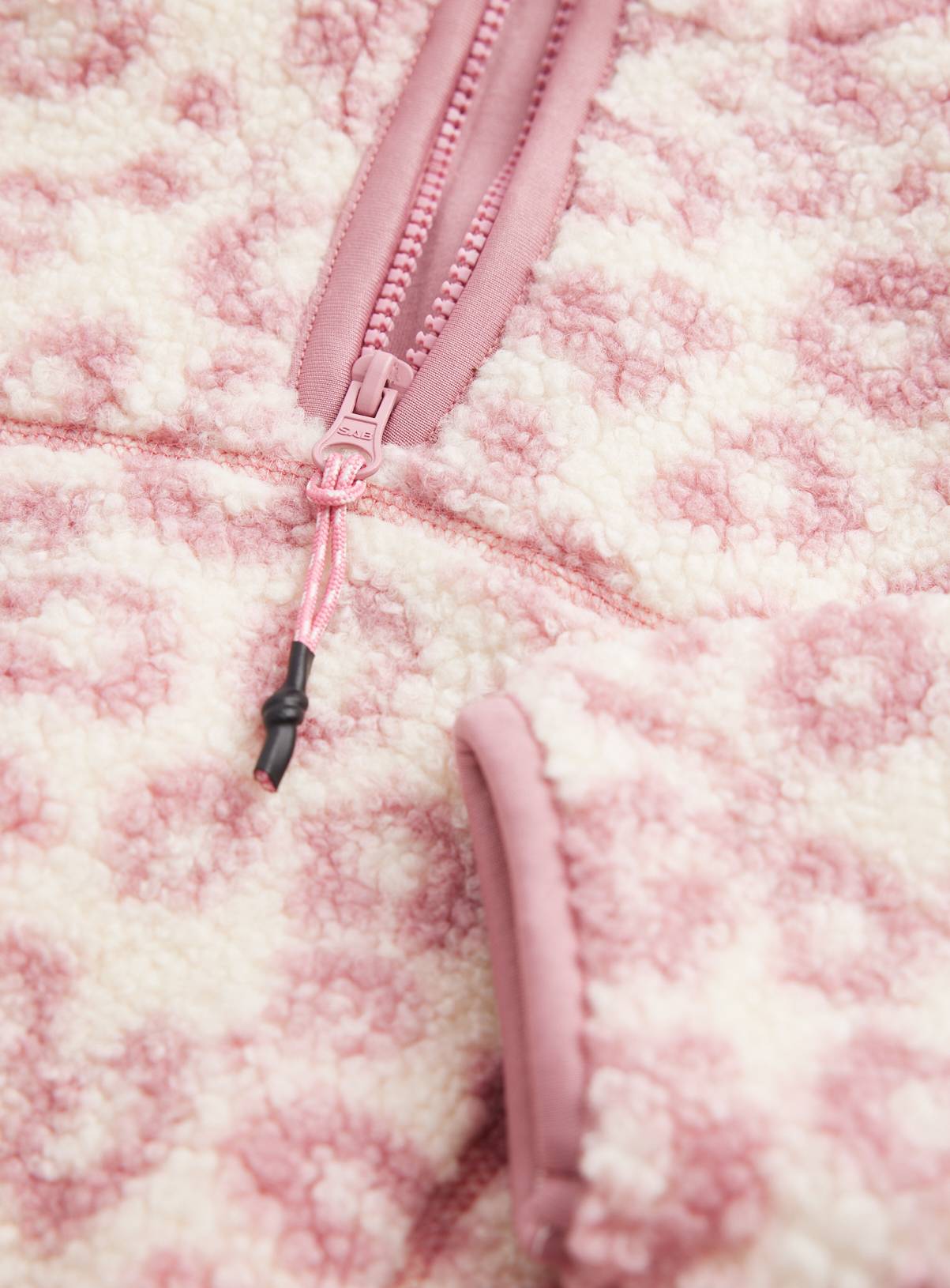 Cream & Pink Animal Print Borg Quarter-Zip Fleece 11 years - Image 2
