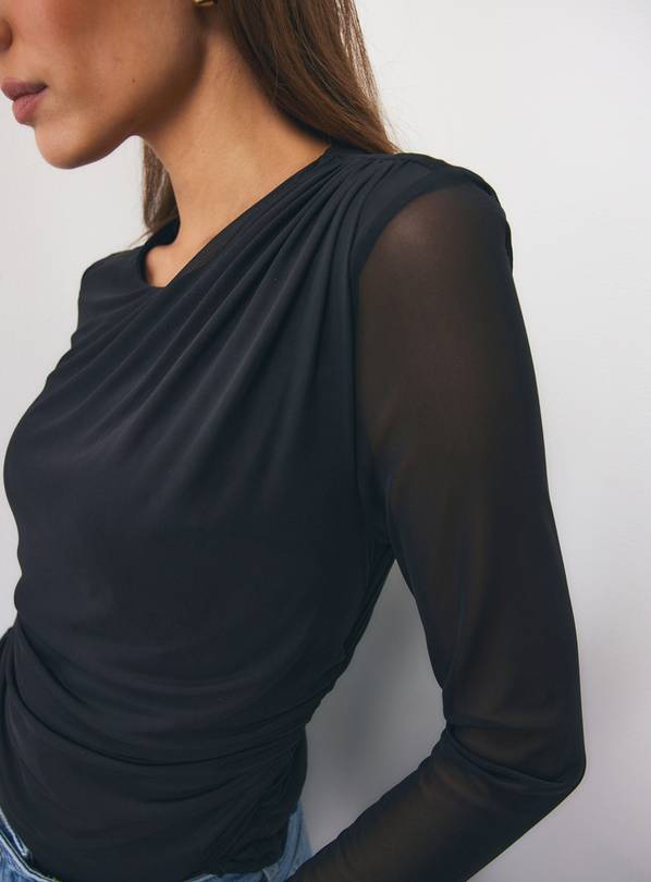 Crewneck Draped Mesh Top 22