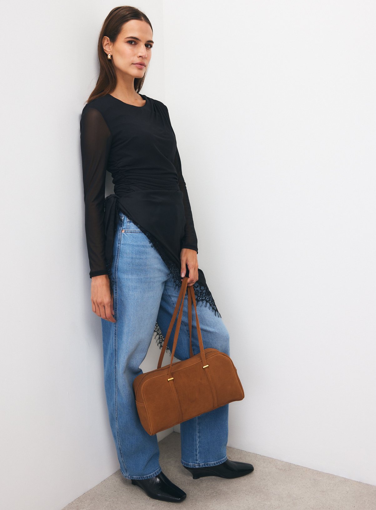Crewneck Draped Mesh Top 12 - Image 3 thumbnail