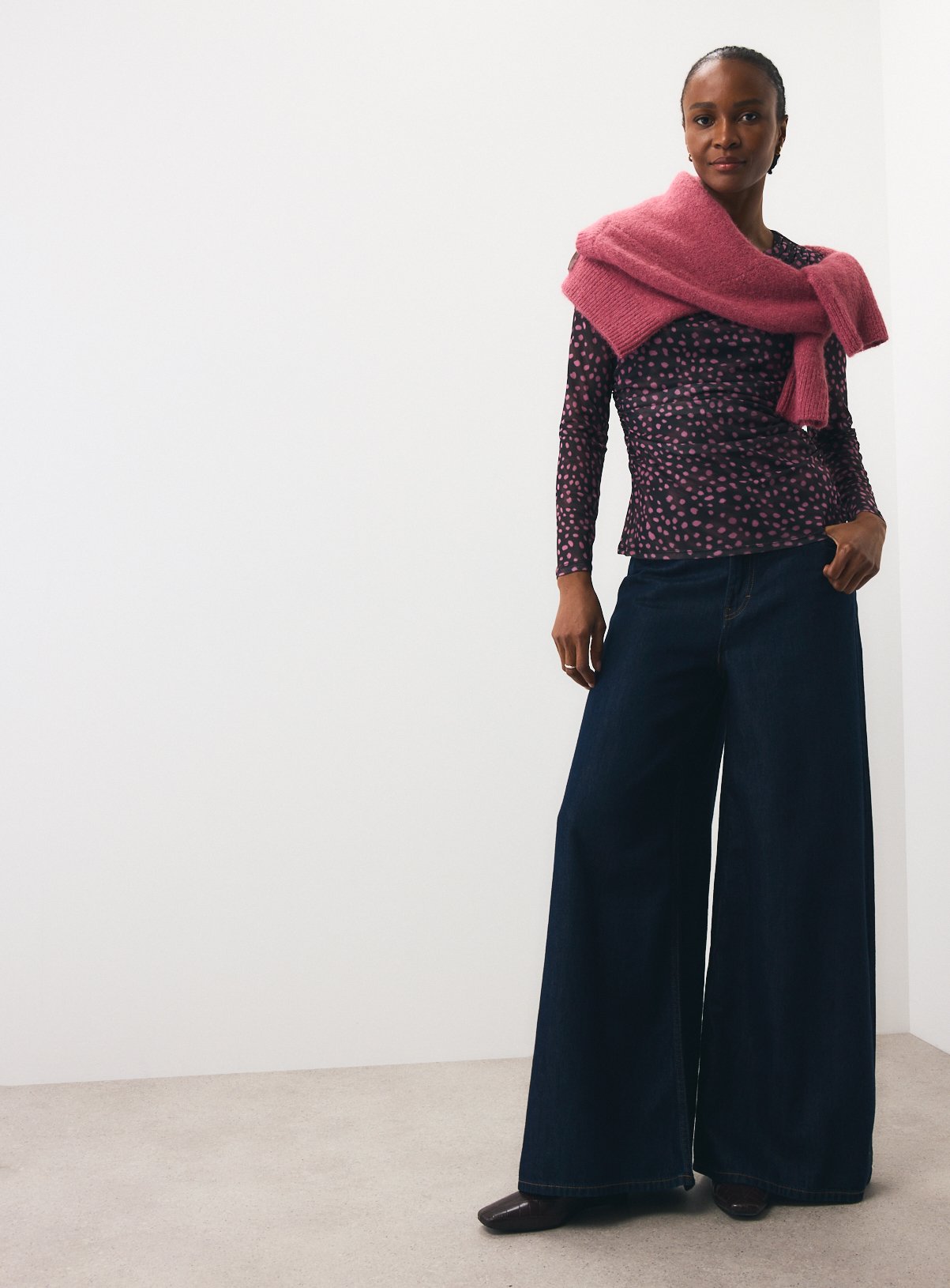 Brown Spotted Drape Mesh Top 10 - Image 2 thumbnail