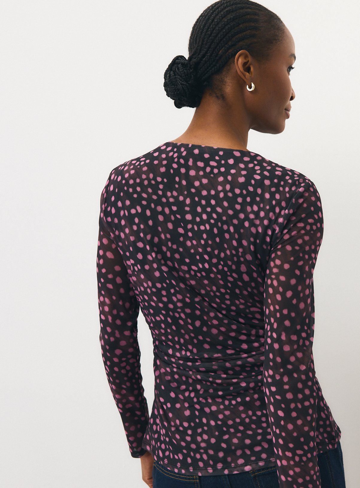 Brown Spotted Drape Mesh Top 10 - Image 4 thumbnail