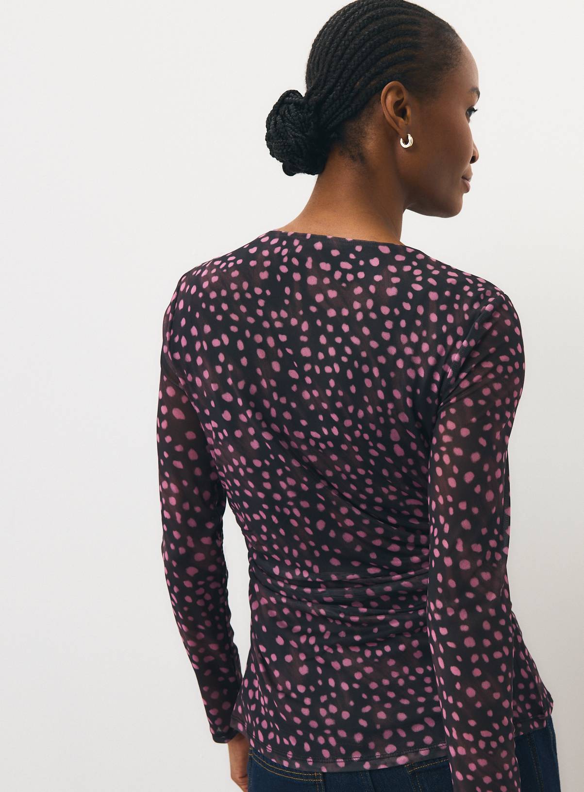 Brown Spotted Drape Mesh Top 10 - Image 4