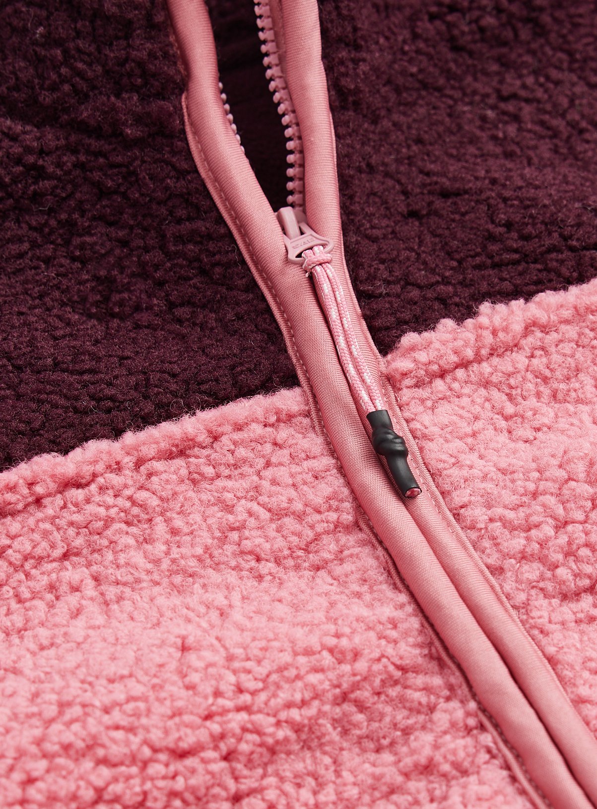Pink, Black & Cream Colour Block Borg Zip Through Fleece Jacket 11 years - Image 2 thumbnail