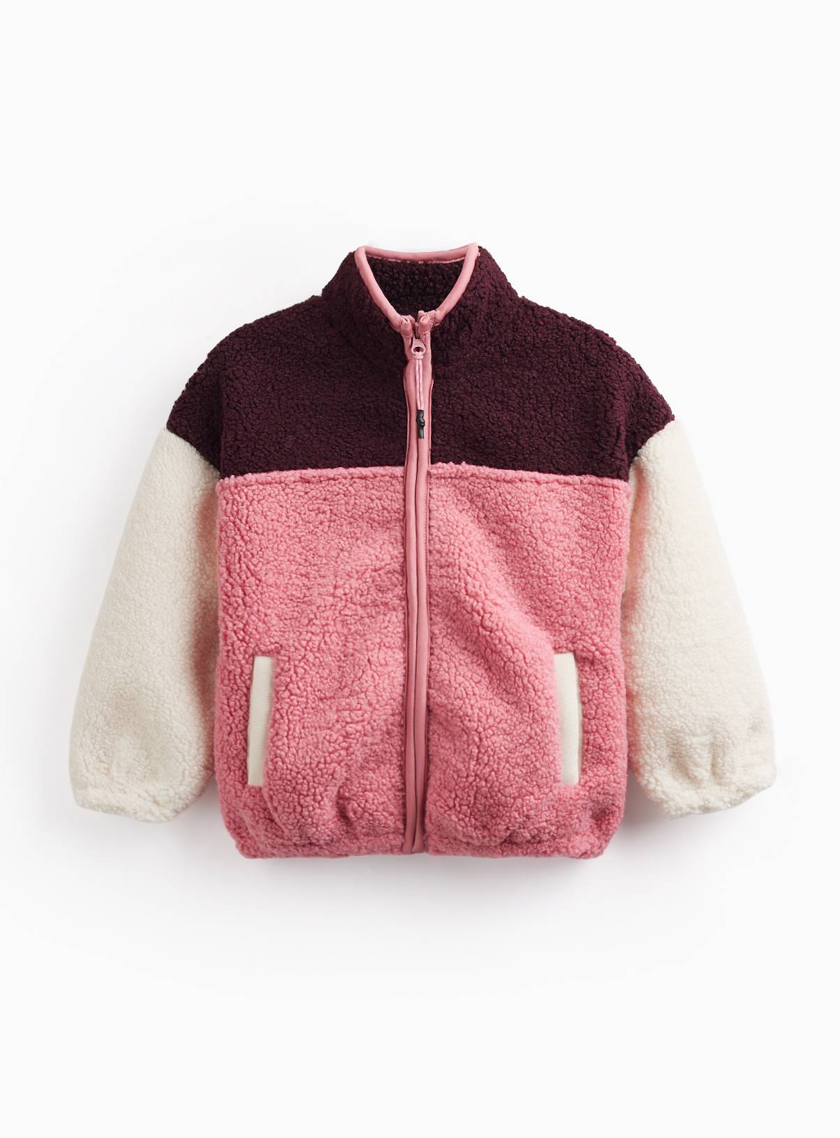 Colour Block Borg Zip Through Fleece Jacket 10 years - Image 3